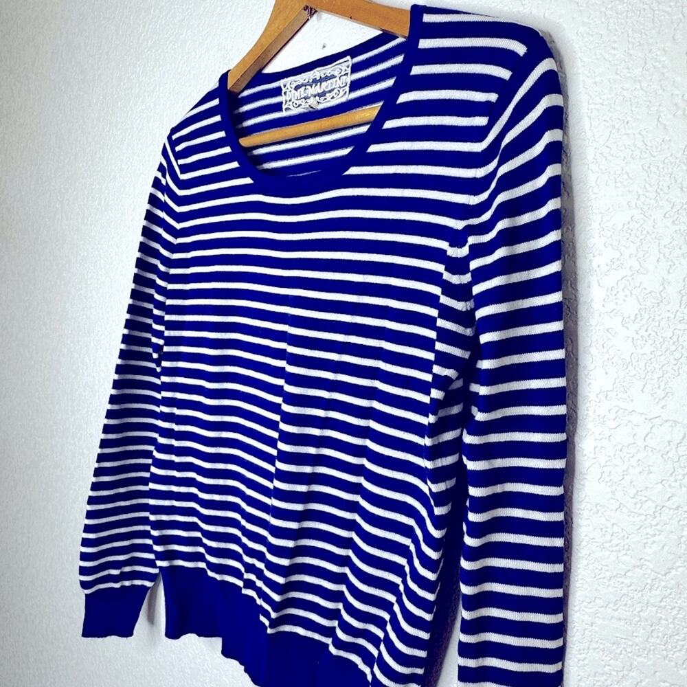 Pink Martini‎ blue and white striped crew-neck sweater XS